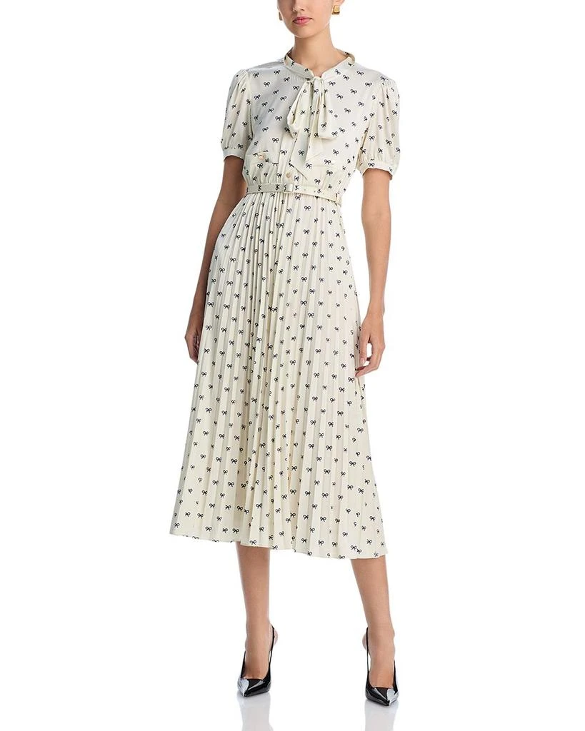 Self Portrait Satin Bow Print Midi Dress 1