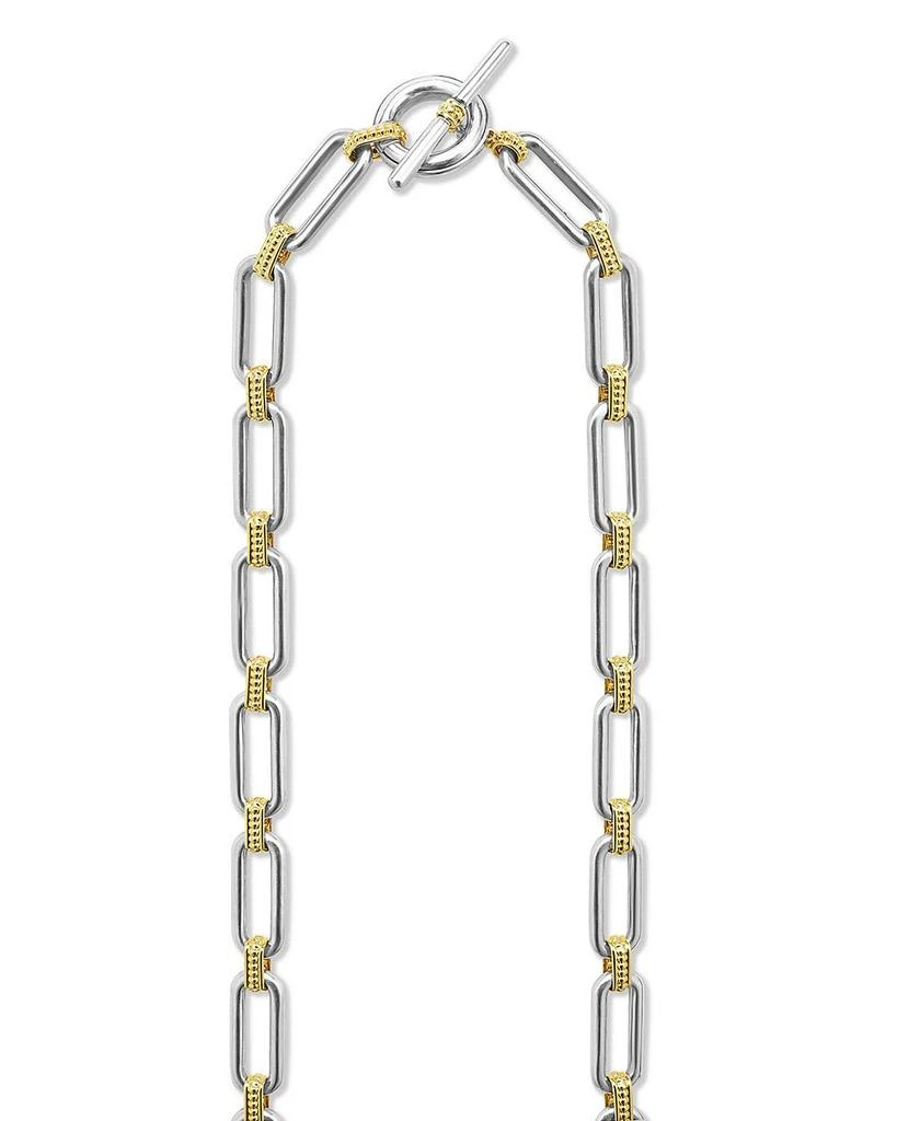 LAGOS 18K Yellow Gold & Sterling Silver Signature Caviar Diamond Station Link Collar Necklace, 18" 5