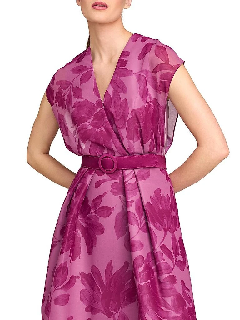 Kay Unger Brigid Floral Chiffon Belted Midi-Dress 6