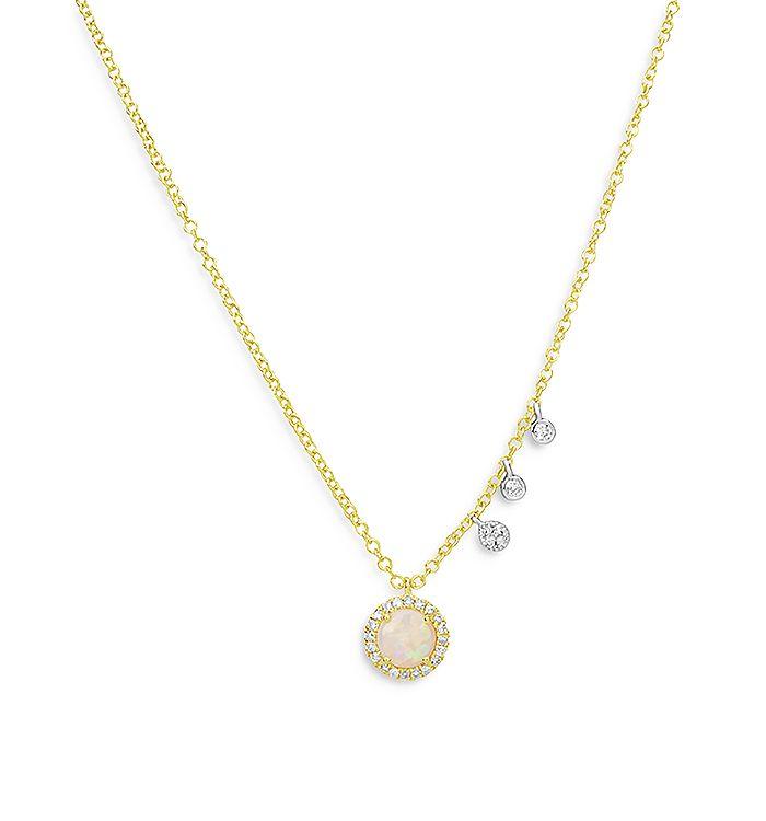 Meira T 14K Yellow & White Gold Diamond & Opal Necklace, 18"