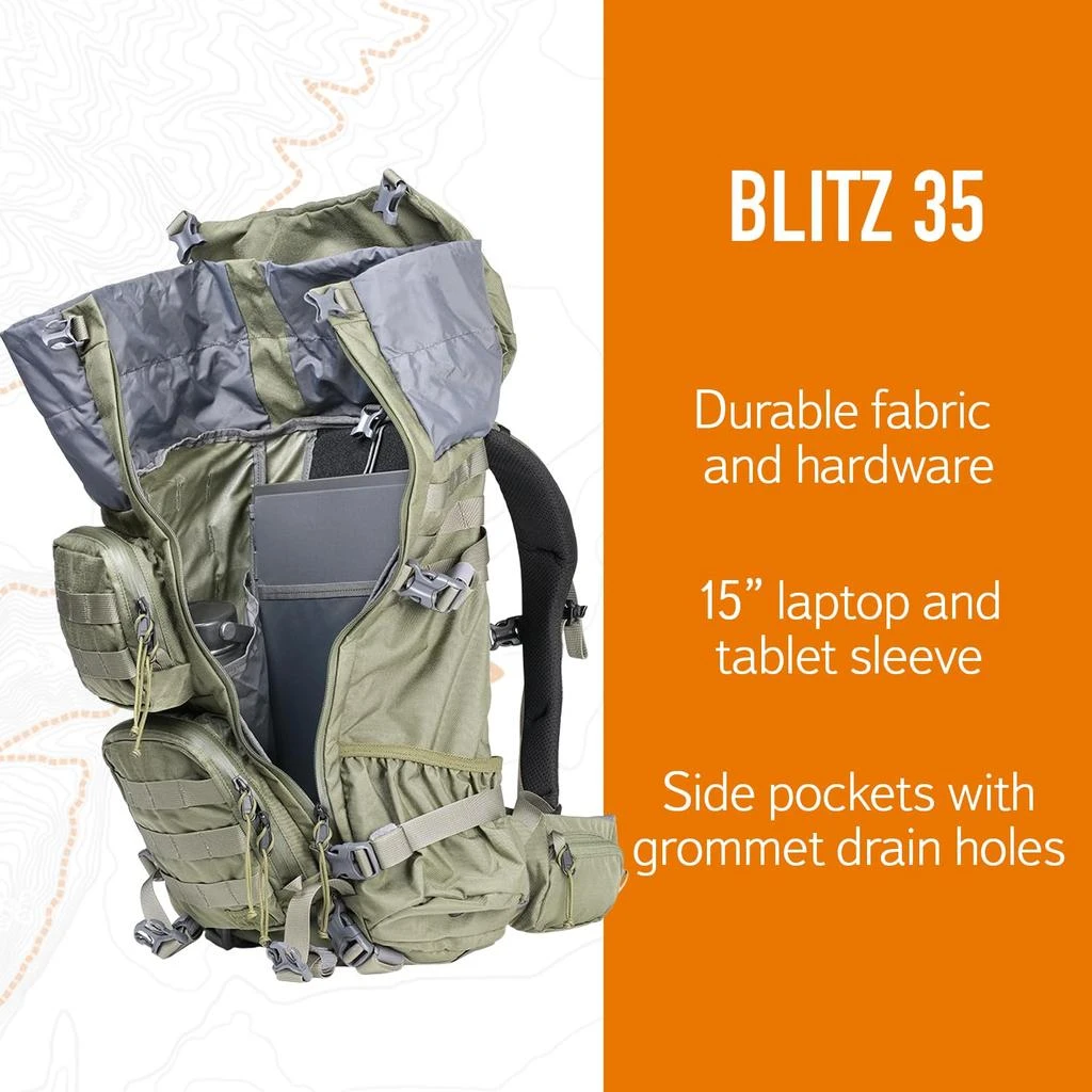 Mystery Ranch Mystery Ranch Blitz 35 Backpack – Tactical Daypack with Waistbelt
Padded Laptop Sleeve – Forest, 35L, S/M 5