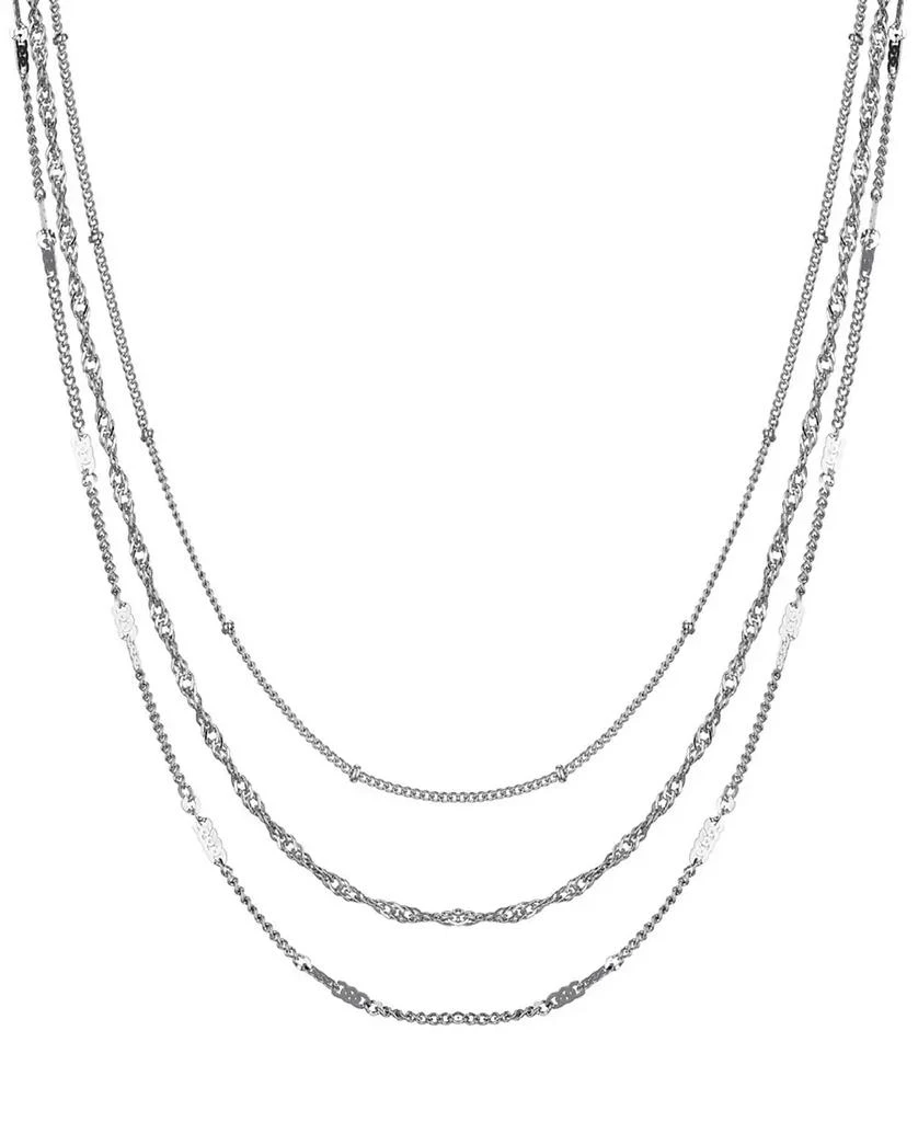 ADORNIA Silver 3-Chain Necklace Set