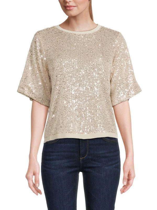 Lea & Viola Boxy Sequin Top 1