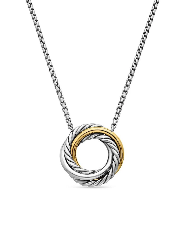 David Yurman Crossover Pendant Necklace in Sterling Silver with 18K Yellow Gold, 14.5mm 5