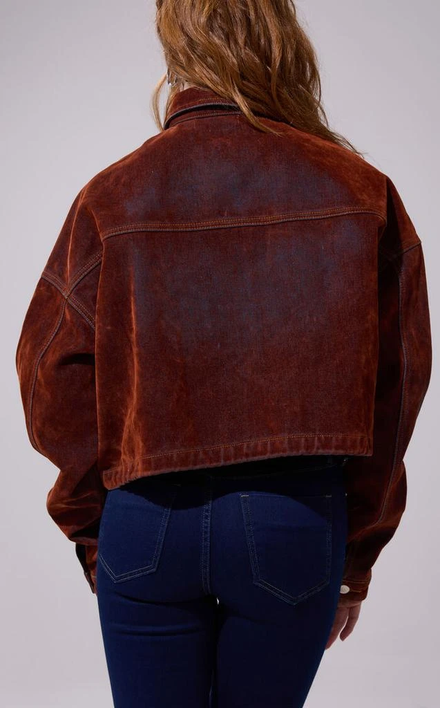 AZALEA WANG Sampson Burnt Orange Velvet Denim Jacket 4