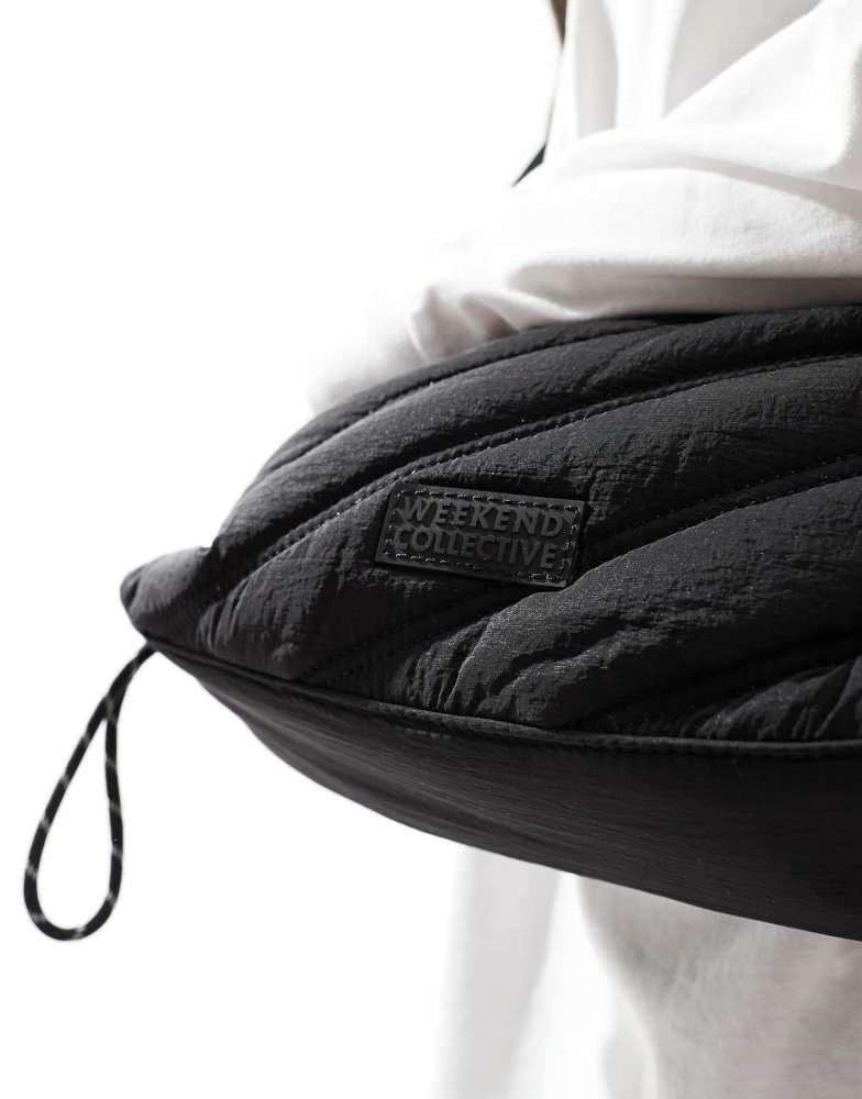 ASOS WEEKEND COLLECTIVE Weekend Collective small quilted bag with toggles in black 2
