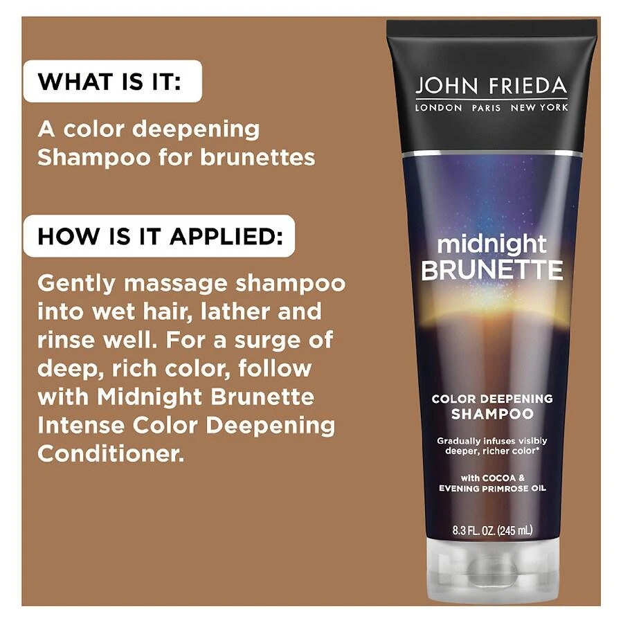 John Frieda Midnight Brunette Visibly Deeper Shampoo Unscented 7