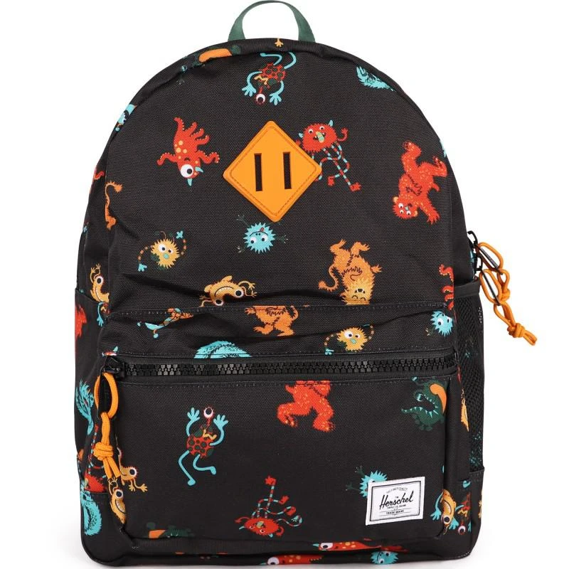 Herschel Supply All over funny creatures black backpack front pocket 1