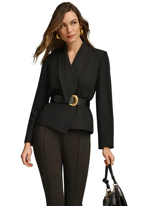Donna Karan Karan Womens Soft Suited Belted Blazer 1