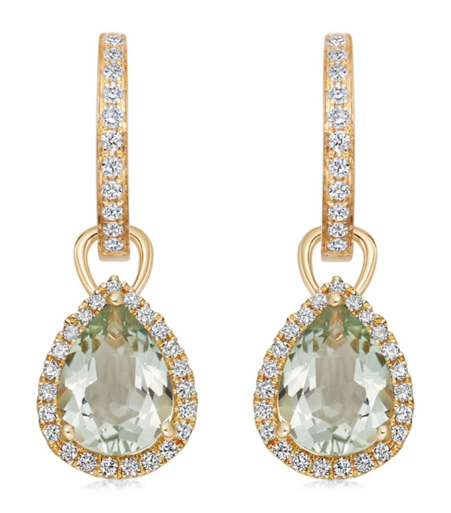 Kiki McDonough Yellow Gold, Diamond and Amethyst Grace Earrings