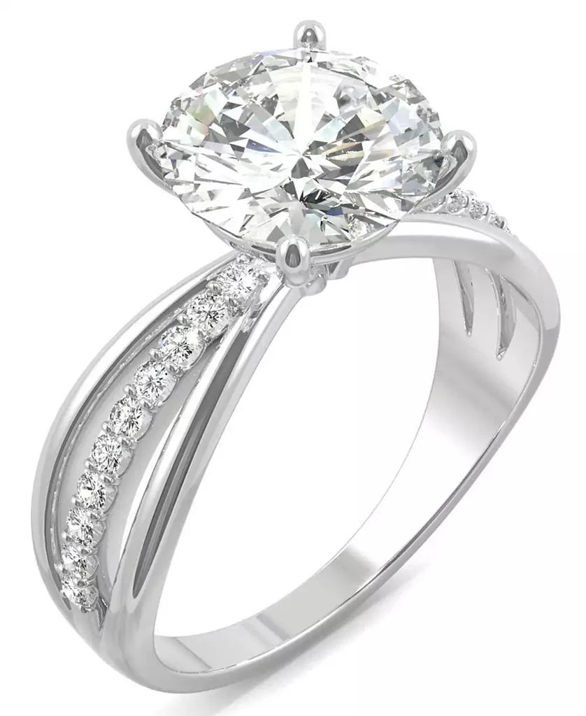Charles & Colvard Moissanite Round Solitaire with Sides Ring (2-9/10 ct. tw. Diamond Equivalent) in 14k White Gold 1