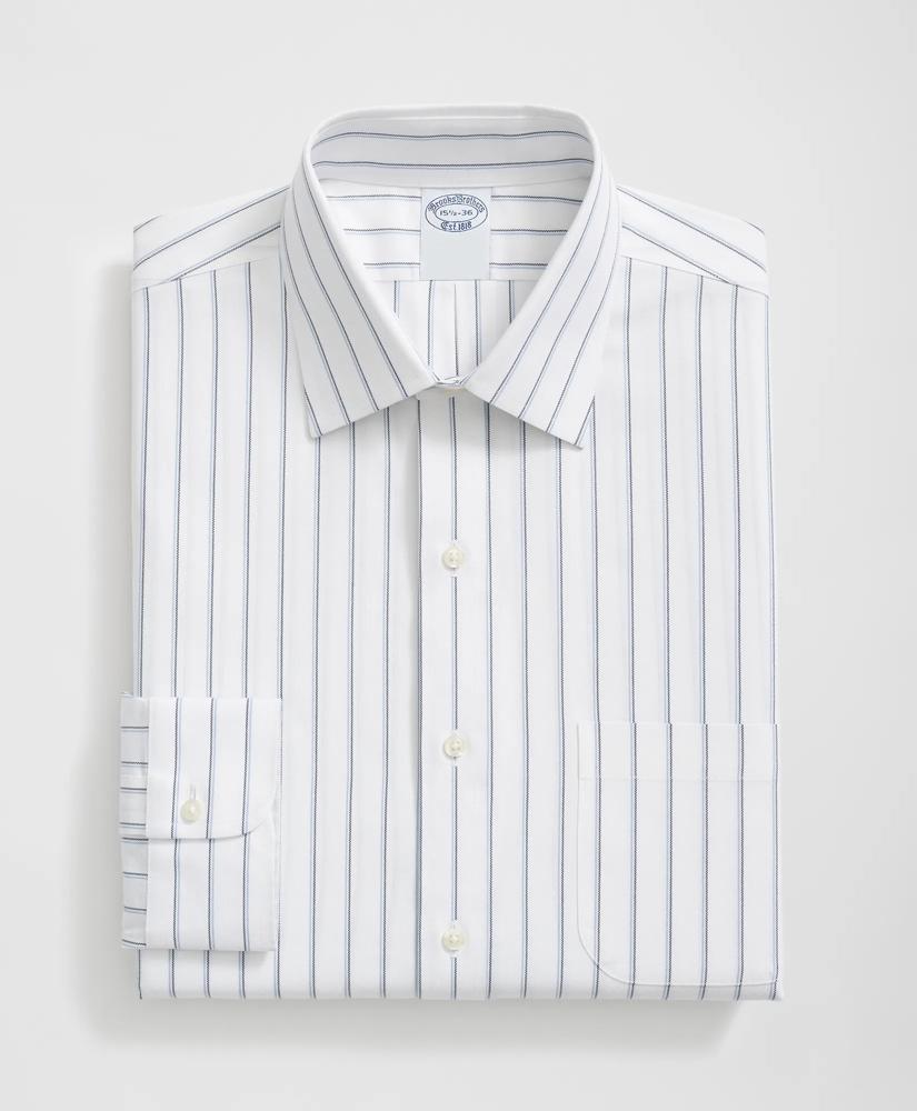Brooks Brothers Stretch Supima® Cotton Non-Iron Ainsley Collar, Double Striped Dress Shirt