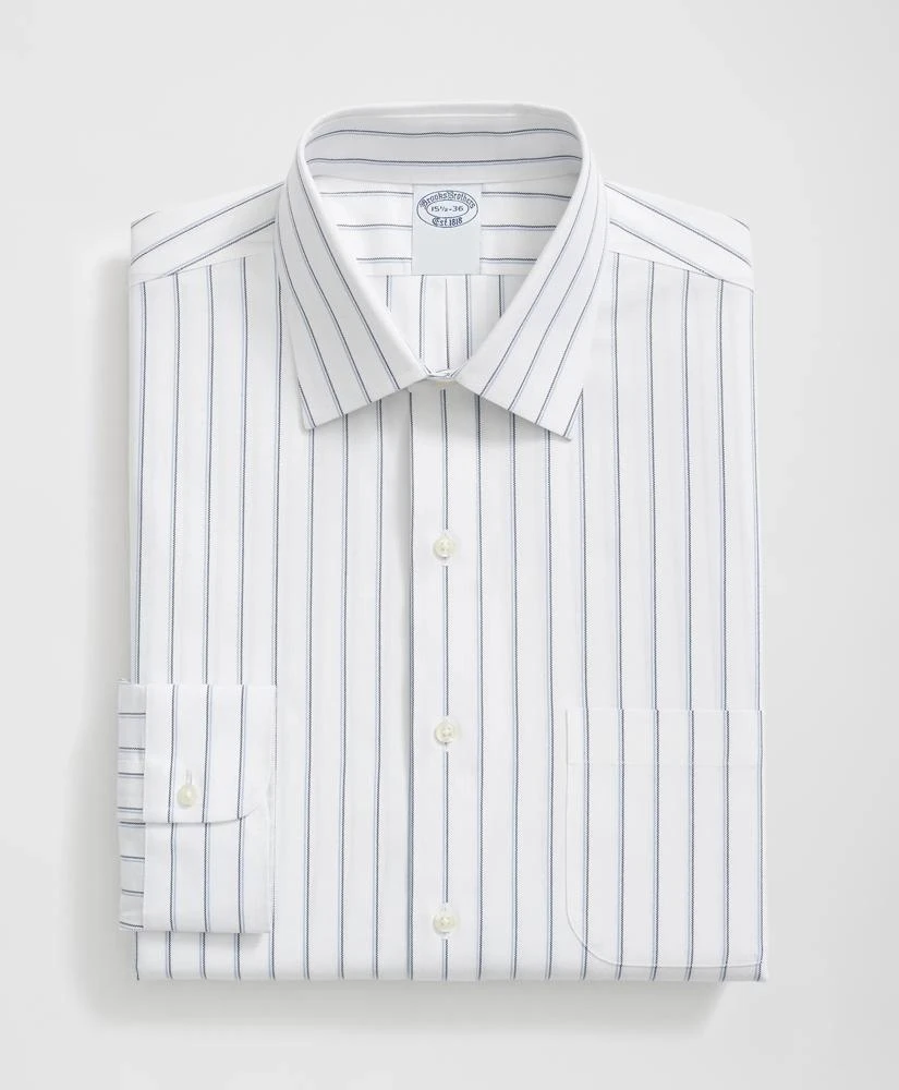 Brooks Brothers Stretch Supima® Cotton Non-Iron Ainsley Collar, Double Striped Dress Shirt 1