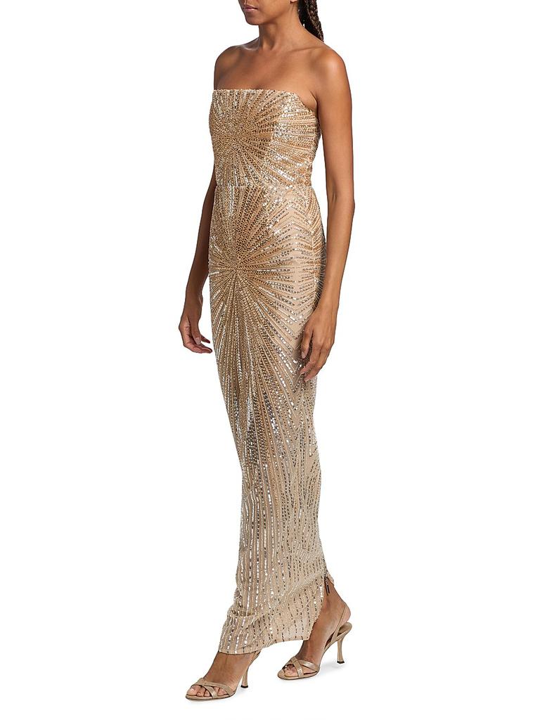 BRONX AND BANCO Dahlia Crystal-Embellished Strapless Maxi Dress