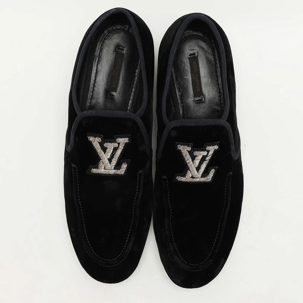 Louis Vuitton Louis Vuitton Black Velvet Logo Embroidered Slip On Loafers Size 41.5 3
