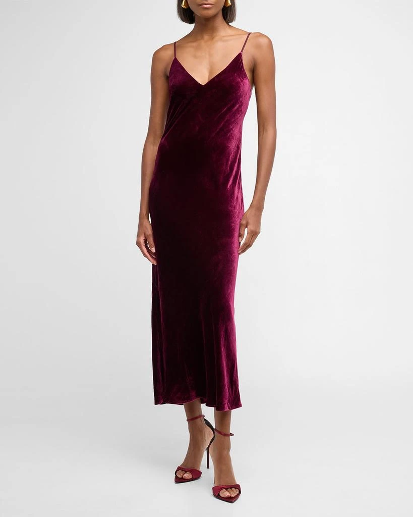 L'Agence Seridie Velvet Mid-Length Slip Dress 2