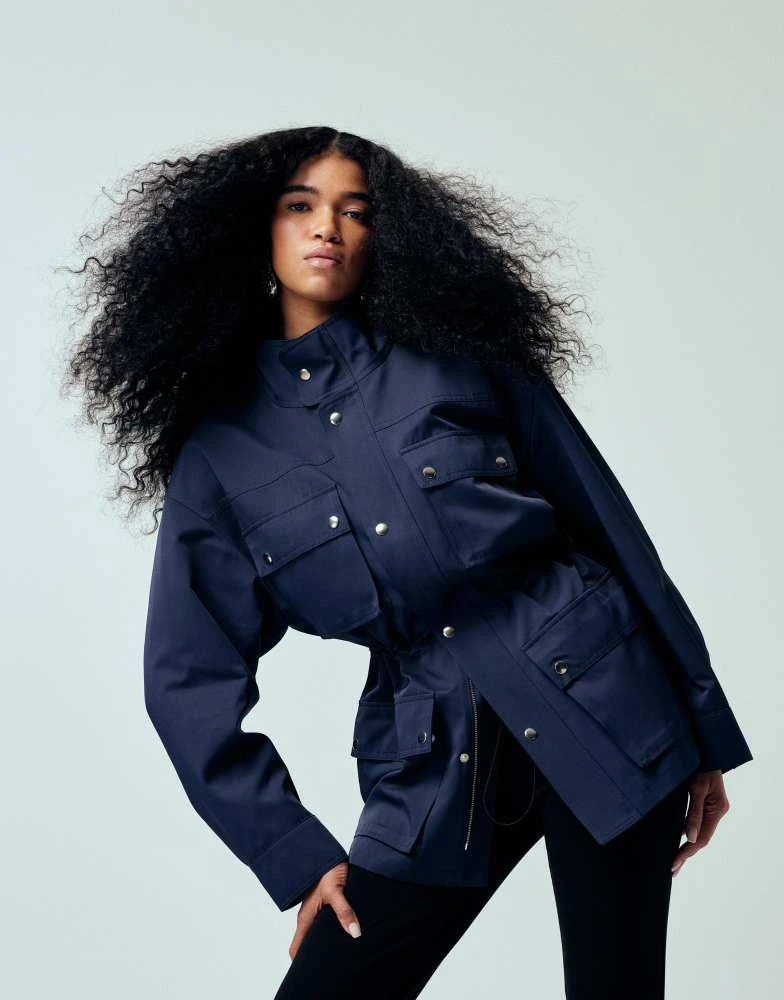 ASOS ASOS DESIGN funnel neck utility detail jacket in navy