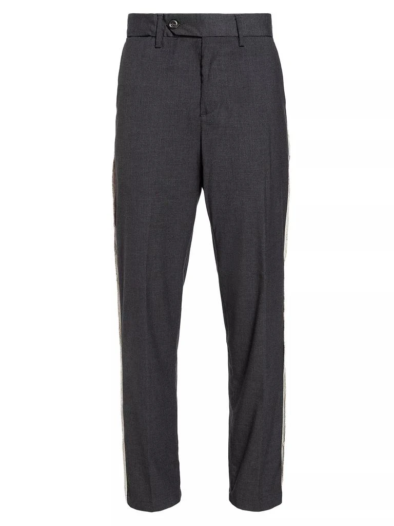 White Sand Velvet-Trimmed Chino Dress Pants 1