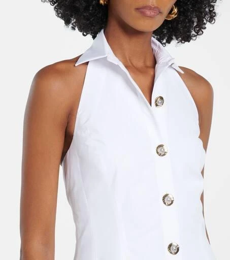 Balmain Open-back buttoned poplin shirt dress 4