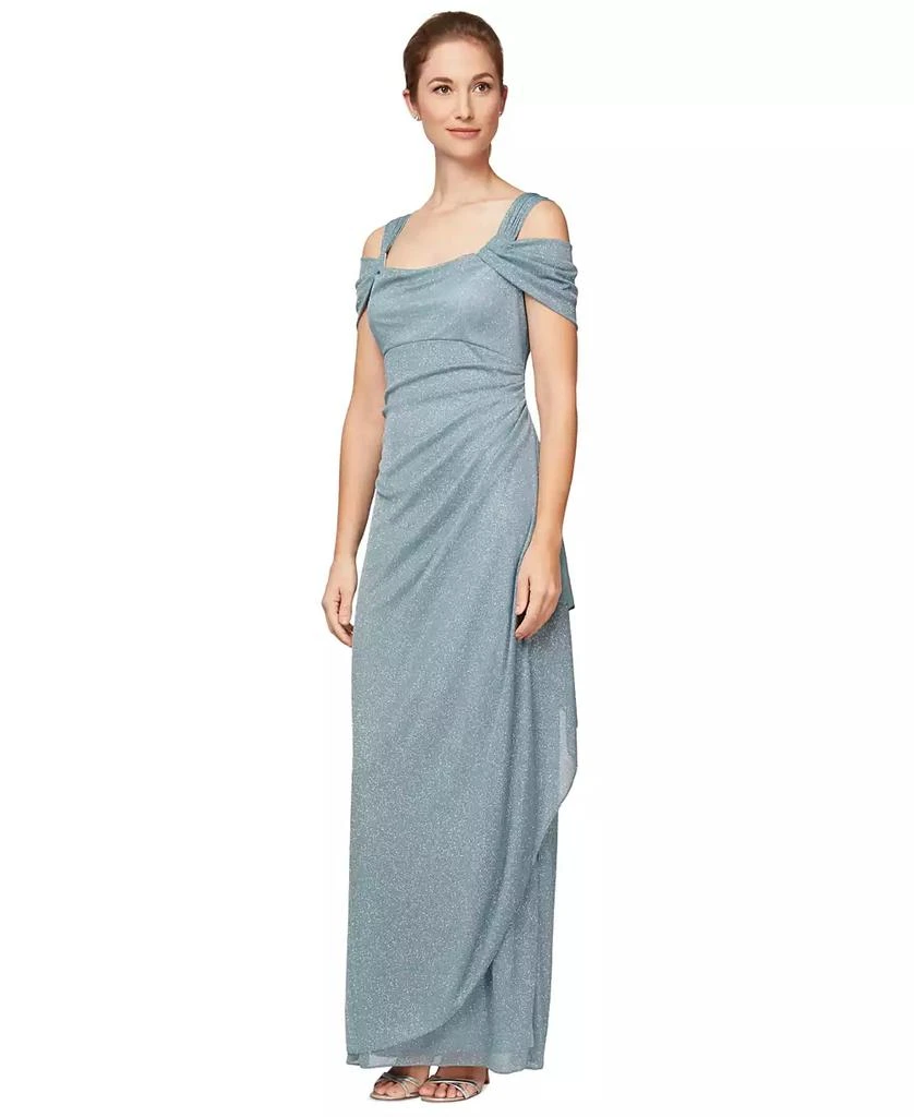 Alex Evenings Cold-Shoulder Draped Metallic Gown 1