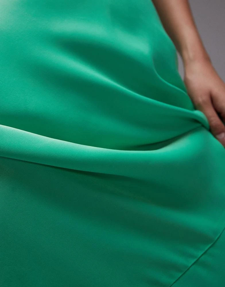 Topshop deep plunge satin maxi dress in brown-Green Topshop deep plunge satin maxi dress in brown-Green