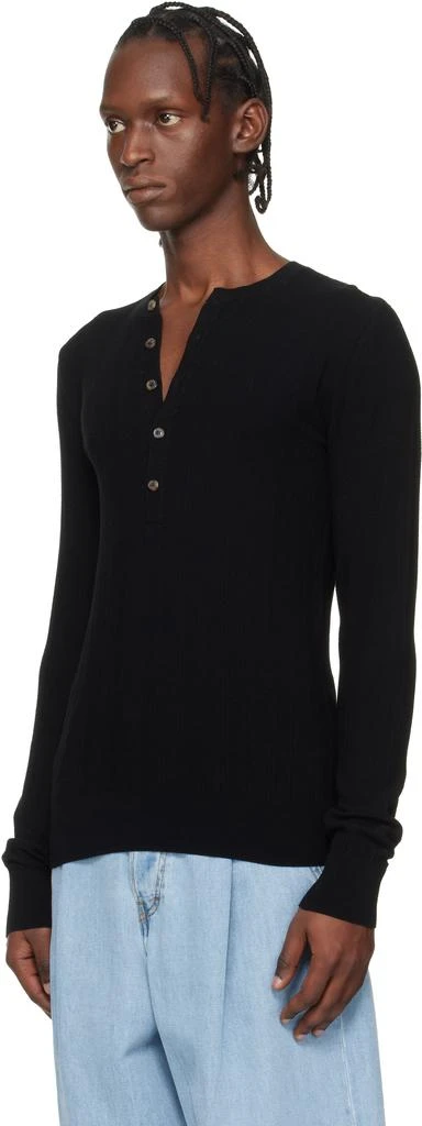 Dries Van Noten Black Rib-Knit Henley 4