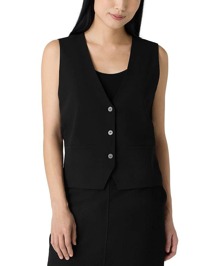 Eileen Fisher Silk Georgette Crepe V Neck Short Silk Vest 1