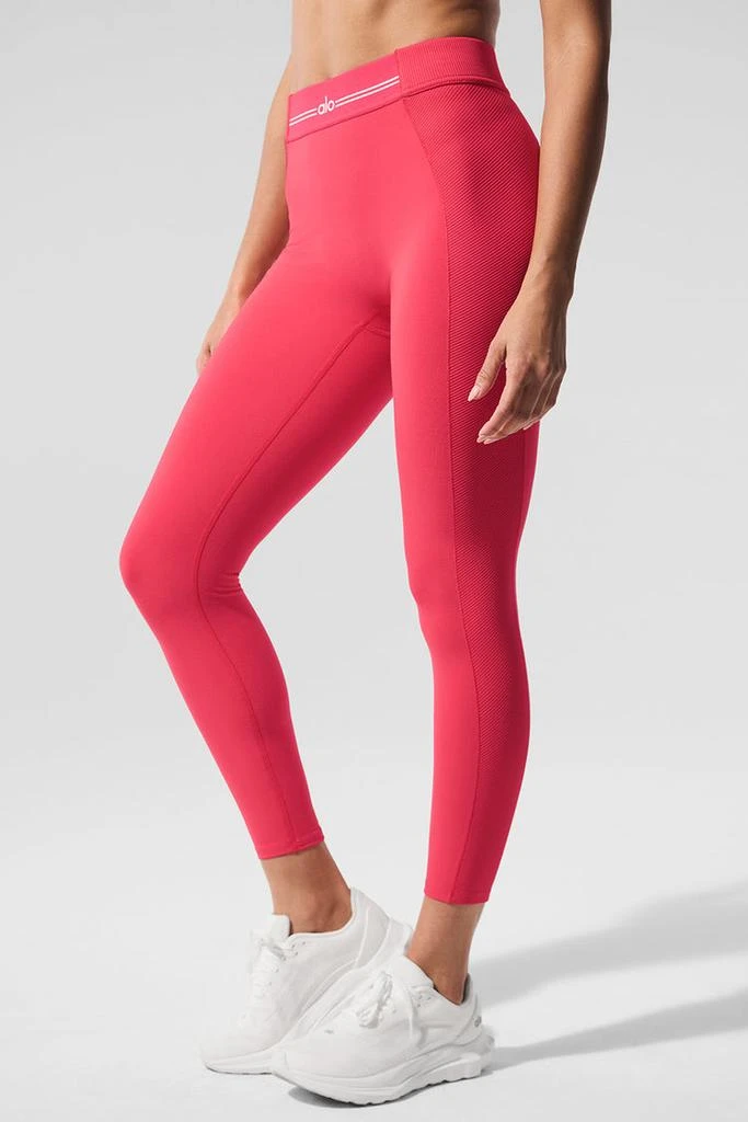 Alo Alosoft High-Waist 7/8 Relay Legging - Candy Red/White 3