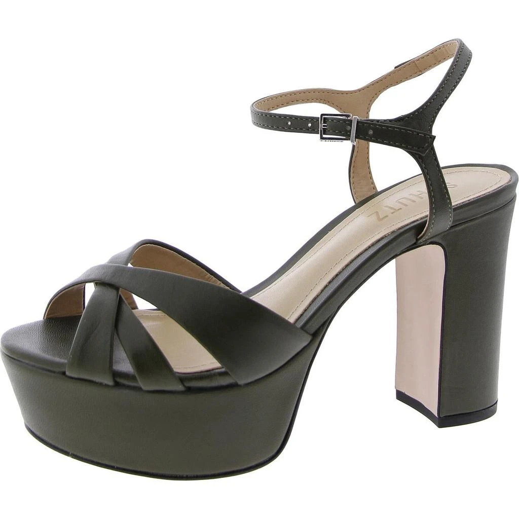 Schutz Keefa Womens Crackle Leather Platform Sandals 8