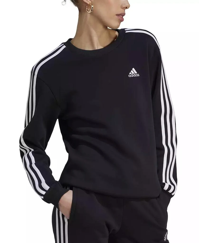 Adidas Women's 3-Stripe Cotton Fleece Crewneck Sweatshirt 3