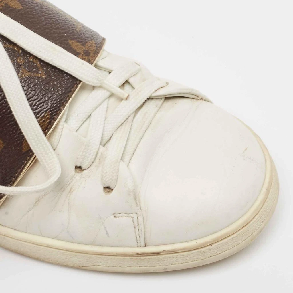 Louis Vuitton Louis Vuitton White/Brown Monogram Canvas and Leather Frontrow Sneakers Size 36 7