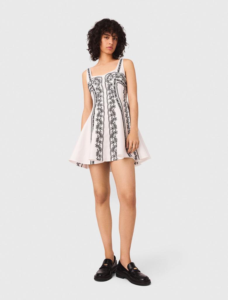 Maje Maje Woman's linen Short embroidered strap dress for Fall/Winter
