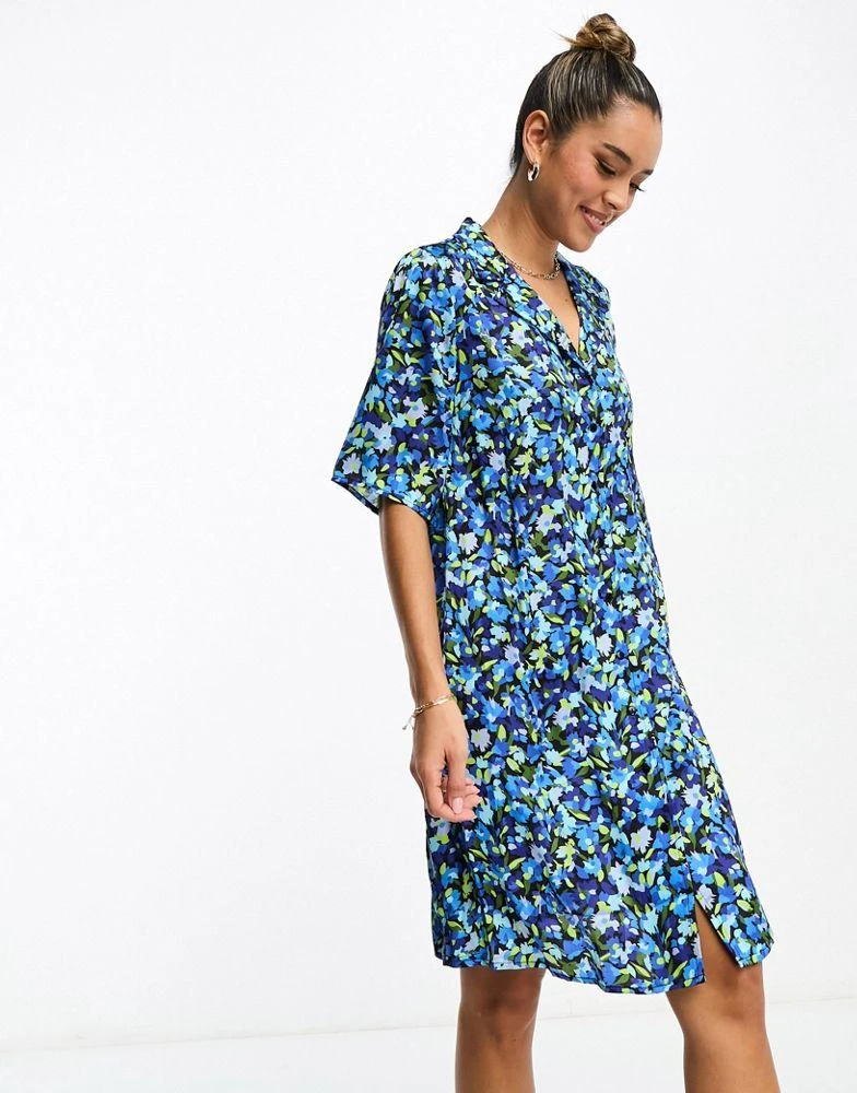 Y.A.S. Y.A.S shirt dress in blue floral print 1