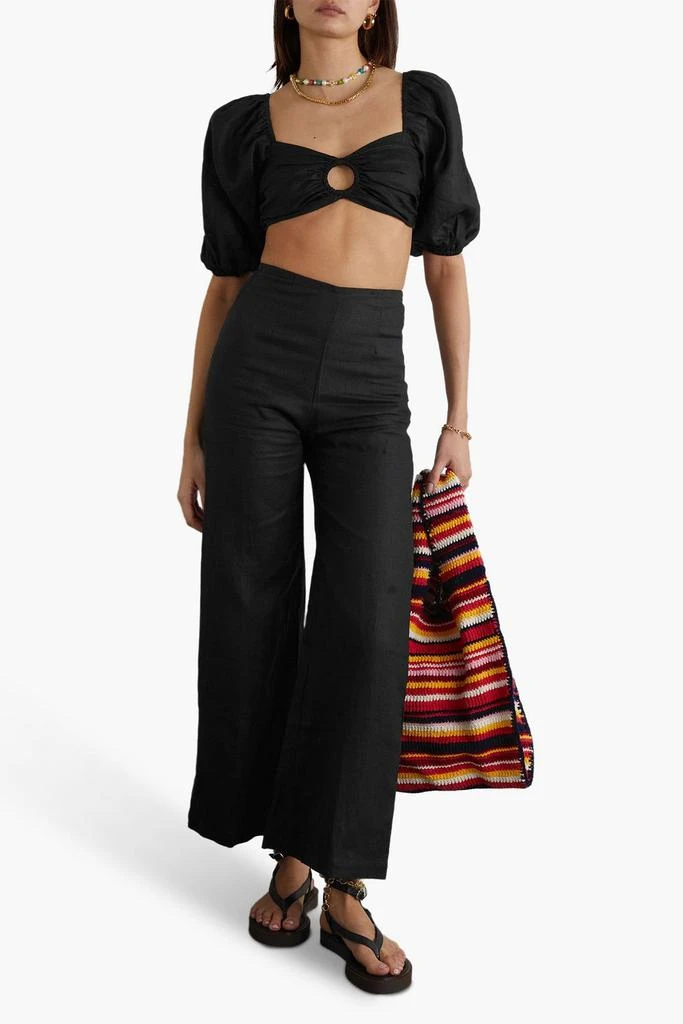 Faithfull the Brand La Marches cropped shirred linen top 2