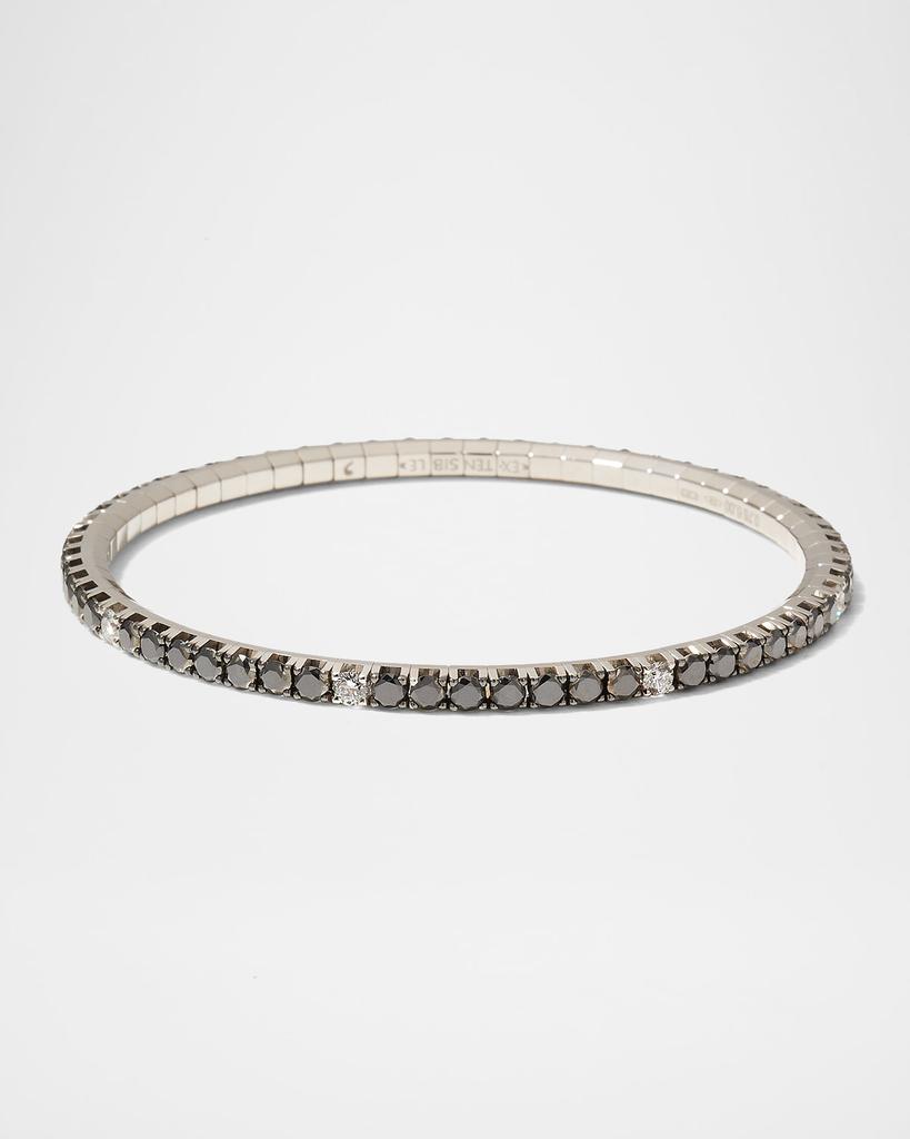EXTENSIBLE 18K White Gold Stretch Tennis Bracelet with Black and White Diamonds