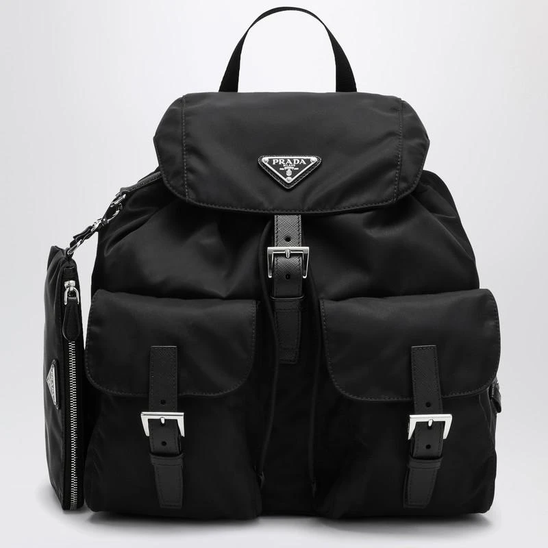 Prada Black Re-Nylon and Saffiano backpack with pouch 1