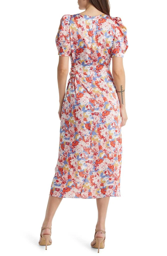 FLORET STUDIOS Floral Satin Faux Wrap Midi Dress 2