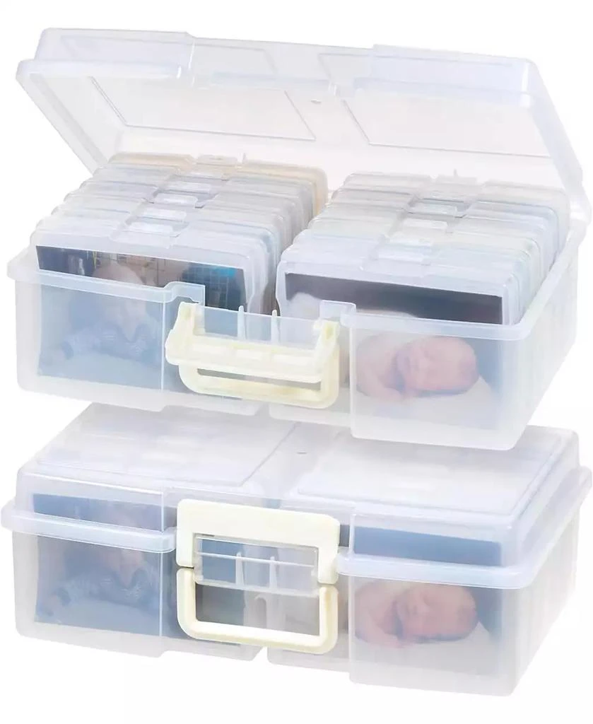 IRIS USA 4" x 6" Photo Storage Craft Keeper, Main Container with 12 Organization Cases for Pictures, Crafts, Scrapbooking, Stationery Storage, Protection and Organization, Clear, 2 Pack