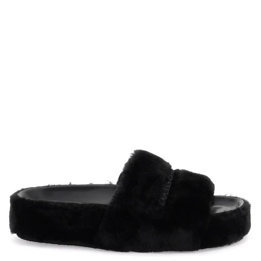 Stella McCartney Black Faux-Fur Slide Sandals 1
