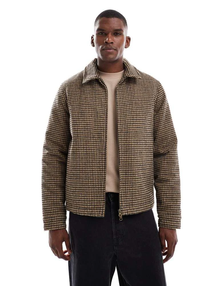 New Look New Look faux wool jacket in brown micro check 1