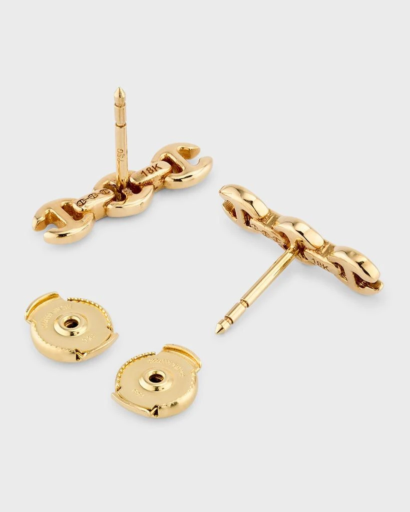Hoorsenbuhs 18K Yellow Gold 3mm Toggle Stud Earrings with Diamond Bridges 3
