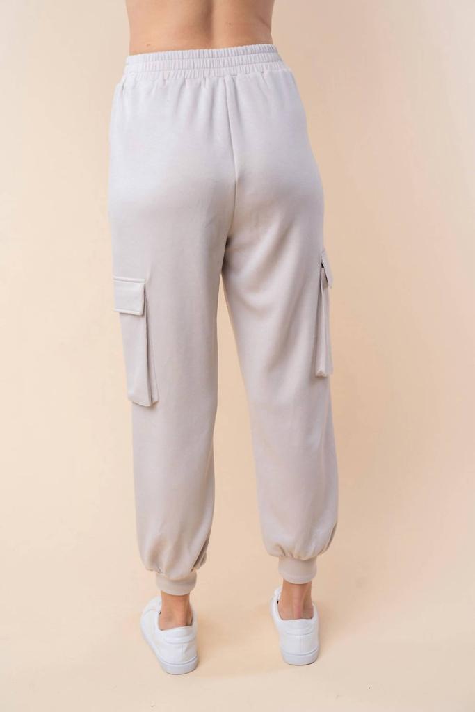 White Birch White Birch - High Waisted Solid Knit Cargo Pants