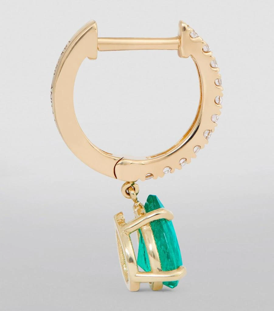 Anita Ko Yellow Gold, Diamond and Emerald Single Huggie Earring 3