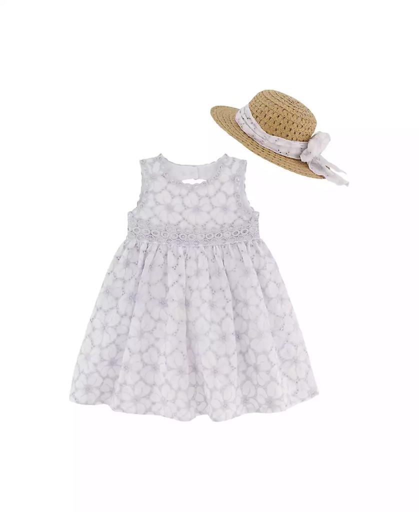 Blueberi Boulevard Baby Girls 2-Piece Fit and Flare Back Cutout Dress and Sunhat Set