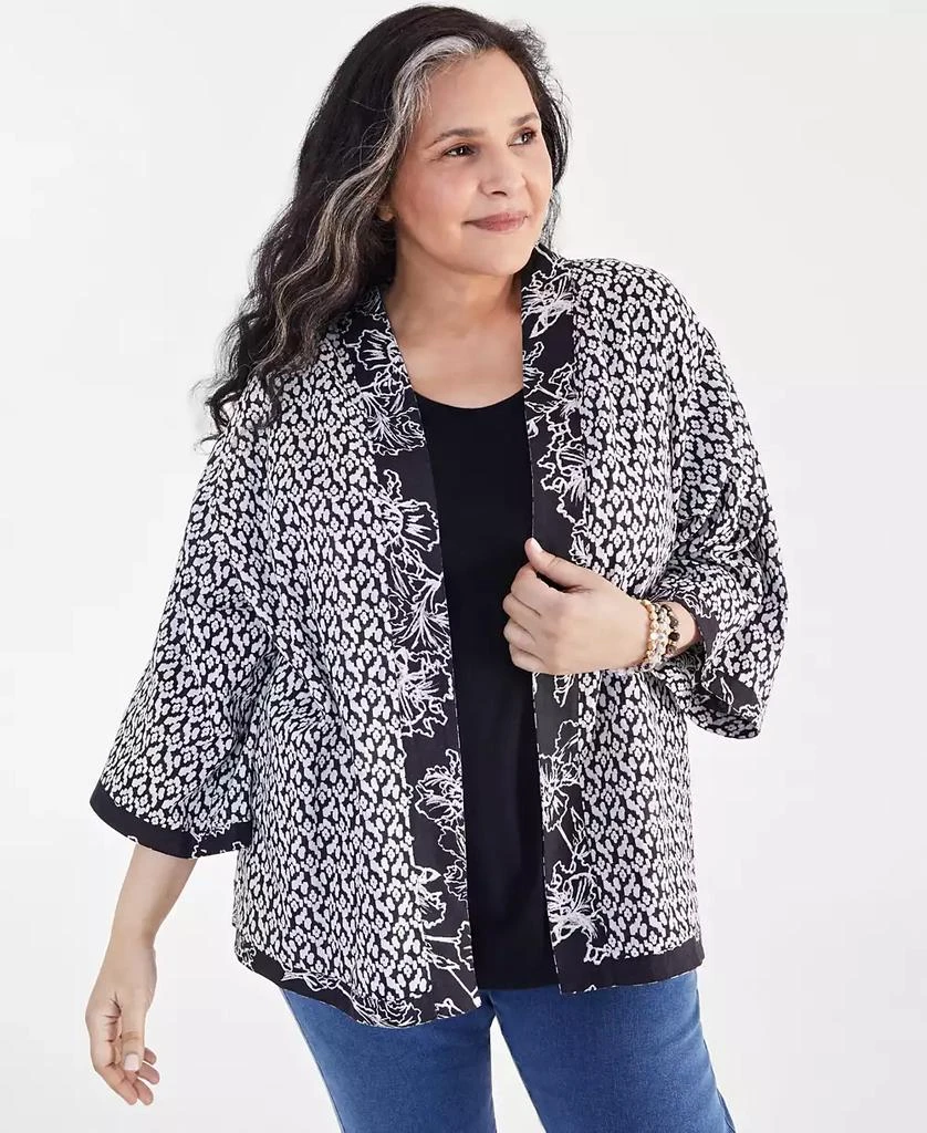 Style & Co Plus Size Linen Blend Reversible Kimono, Created for Macy's 2