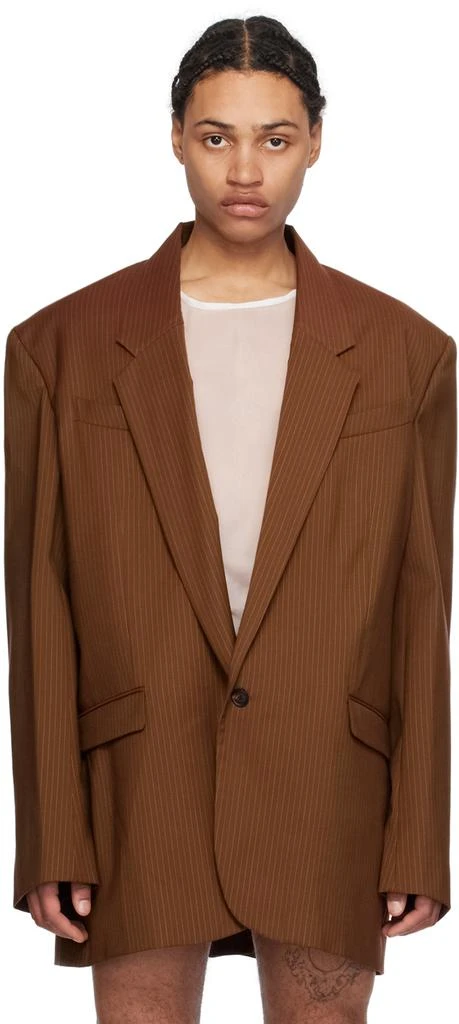 EGONLAB Brown Pinstripe Blazer 1