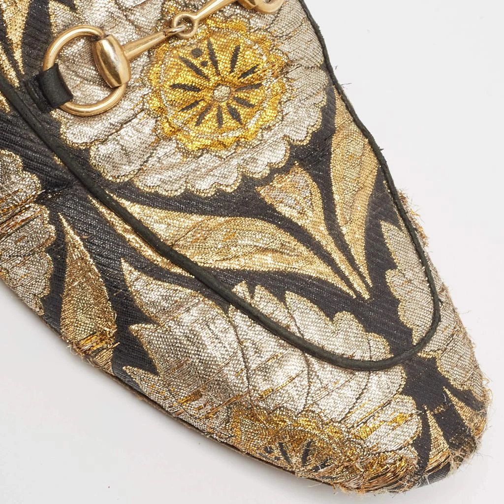 Gucci Gucci Metallic Brocade Fabric Princetown Flat Mules Size 37 8