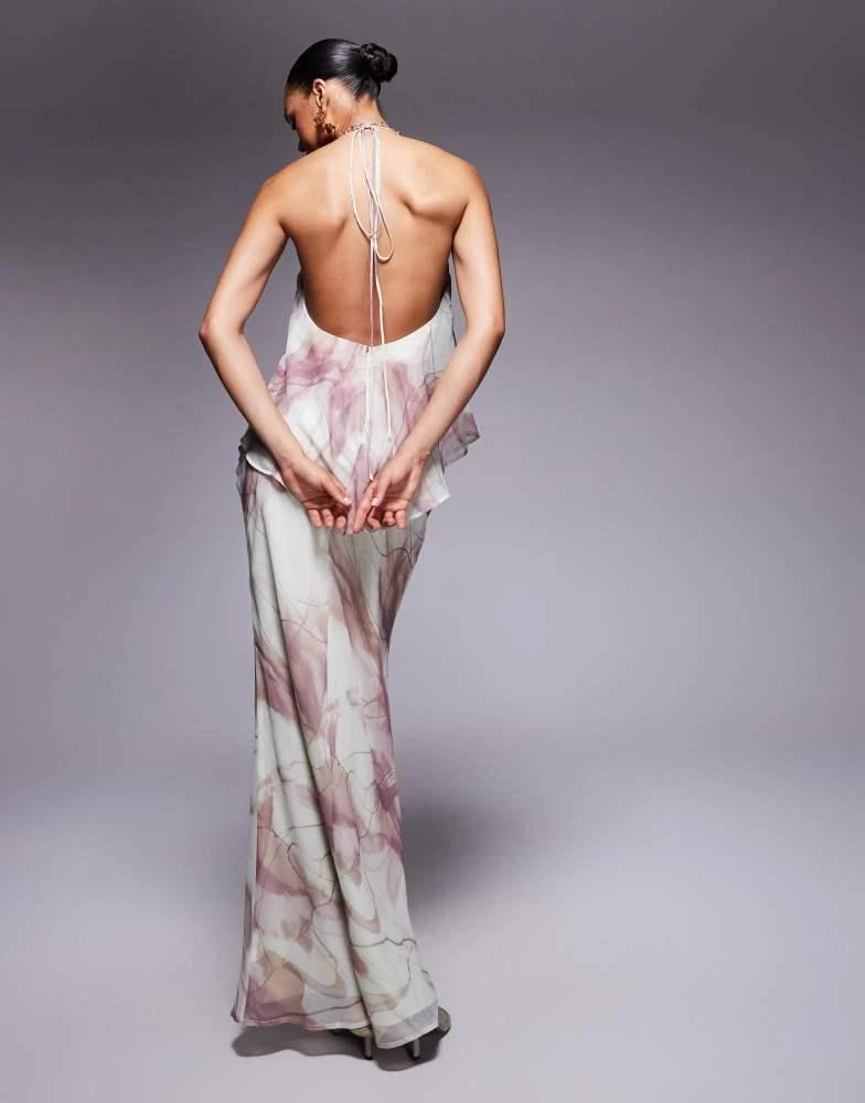 knee length dresses for ladies Pink Abstract Printed Mesh Overlay Maternity Maxi Dress – PinkBlush main image 1