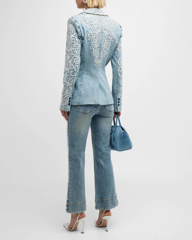 Alice + Olivia Macey Embroidered Denim Blazer 5