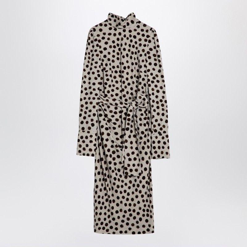 ワンピース DRIES VAN NOTEN ECRU POLKA DOT DRESS WITH BOW Dries Van Noten Dries Van Noten Écru Polka Dot Dress With